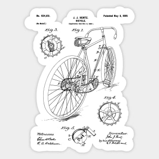 Bicycle Patent - Cycling Art - Black And White Sticker